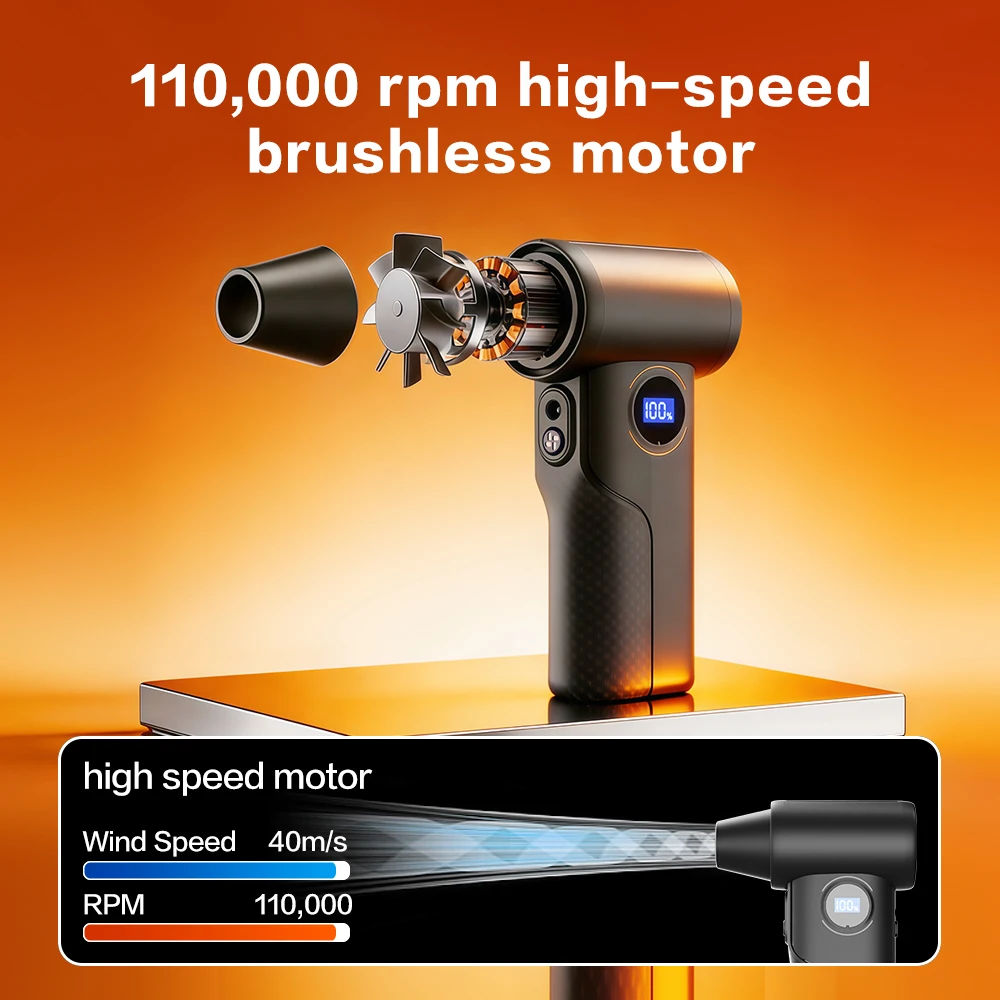 S8 Air Blower 110000Rpm 4 Gear Turbo Blower Jet Fan With Led Light And Battery Display - Cordless Compressed Air Duster New
S8 Air Blower 110000Rpm 4 Gear Turbo Blower Jet Fan With Led Light And Battery Display - Cordless Compressed Air Duster New