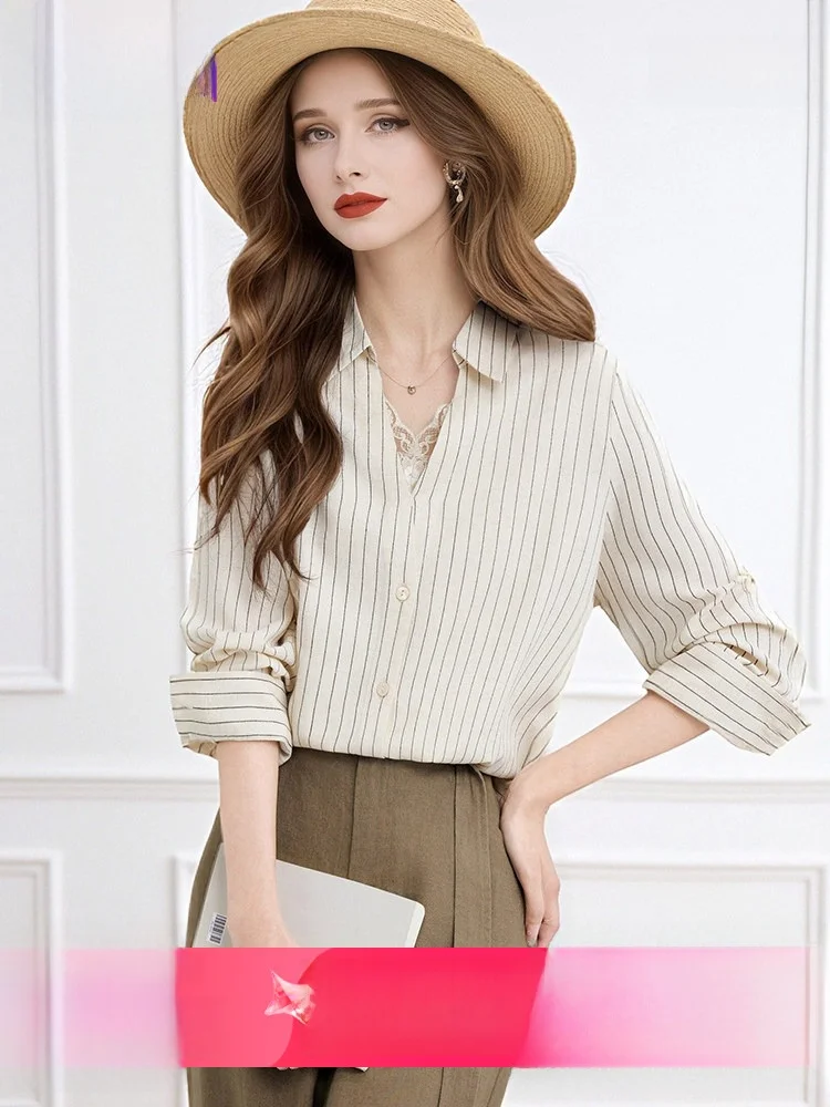 Professional Striped Shirt Women's Long Sleeve Spring Fashion Commute Style Simple Elegance Office Top by FX.&Mongyi
Professional Striped Shirt Women's Long Sleeve Spring Fashion Commute Style Simple Elegance Office Top by FX.&Mongyi