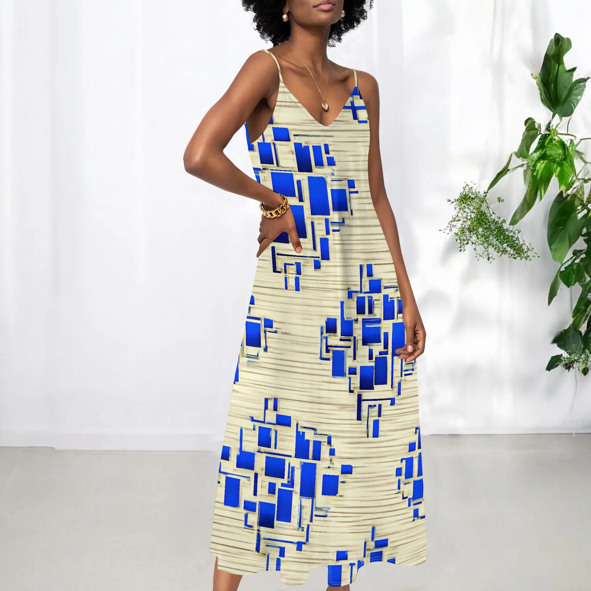Modern Women's Geometric Maxi Dress 2025 New Arrival Blue Beige Abstract Print V-Neck Spaghetti Strap Casual Dress XS-3XL
Modern Women's Geometric Maxi Dress 2025 New Arrival Blue Beige Abstract Print V-Neck Spaghetti Strap Casual Dress XS-3XL