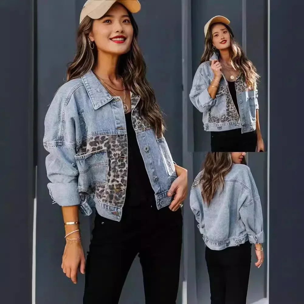 Autumn Winter New Female Denim Jacket Long Sleeve Standalone Denim Coat Women Leopard Printed Tops
Autumn Winter New Female Denim Jacket Long Sleeve Standalone Denim Coat Women Leopard Printed Tops