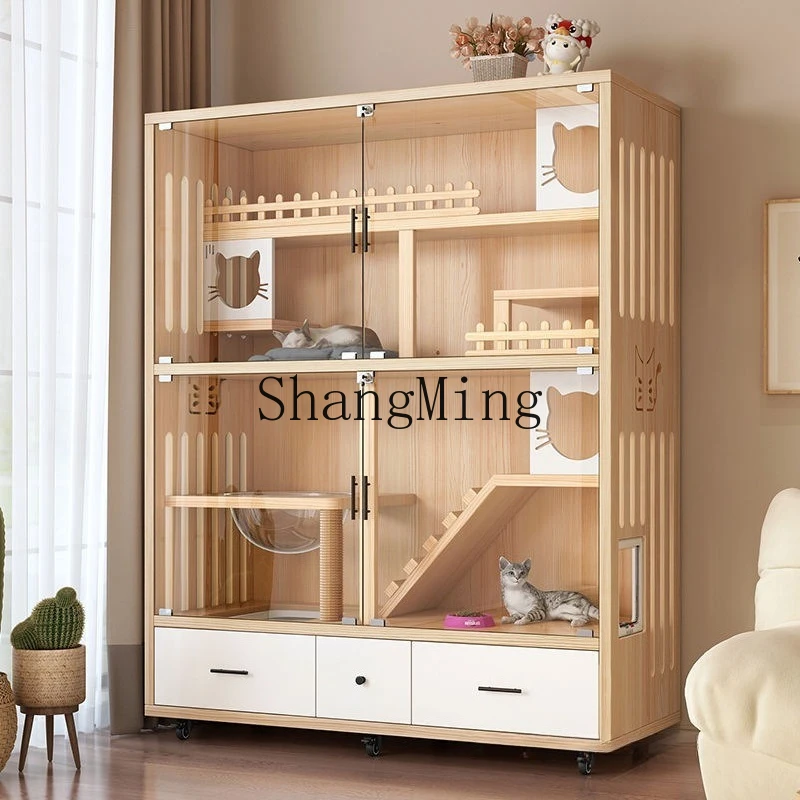 SM household cat house solid wood cat cage household indoor large free space
SM household cat house solid wood cat cage household indoor large free space