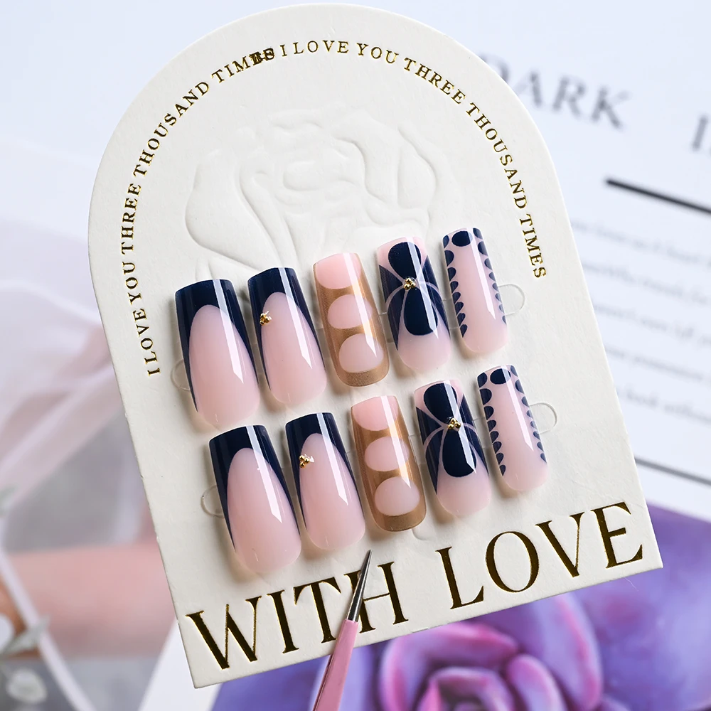 24 шт. темно-синие накладные ногти с цветочным узором в горошек и 3D золотой бусиной, длинный пресс для гроба на ногтях, французский балет, акриловый накладной кончик пальца
24 шт. темно-синие накладные ногти с цветочным узором в горошек и 3D золотой бусиной, длинный пресс для гроба на ногтях, французский балет, акриловый накладной кончик пальца