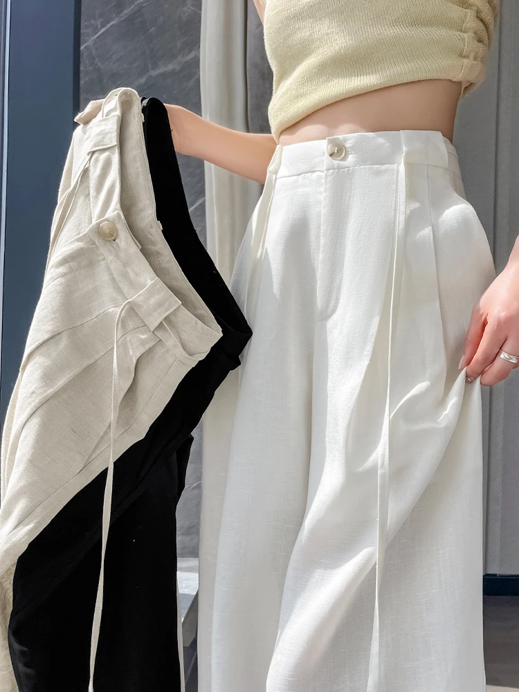 Cool Feeling Ice Silk Linen Wide Leg Pants Women's High Waist Drawstring Straight Casual Sun Protection Yamamoto Pants
Cool Feeling Ice Silk Linen Wide Leg Pants Women's High Waist Drawstring Straight Casual Sun Protection Yamamoto Pants