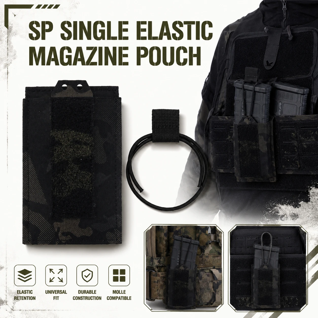 Tactical 5.56 Magazine Pouch Single Elastic Mag Bag SP Style MOLLE Rifle Cartridge Holder Airsoft Hunting Vest Accessories
Tactical 5.56 Magazine Pouch Single Elastic Mag Bag SP Style MOLLE Rifle Cartridge Holder Airsoft Hunting Vest Accessories