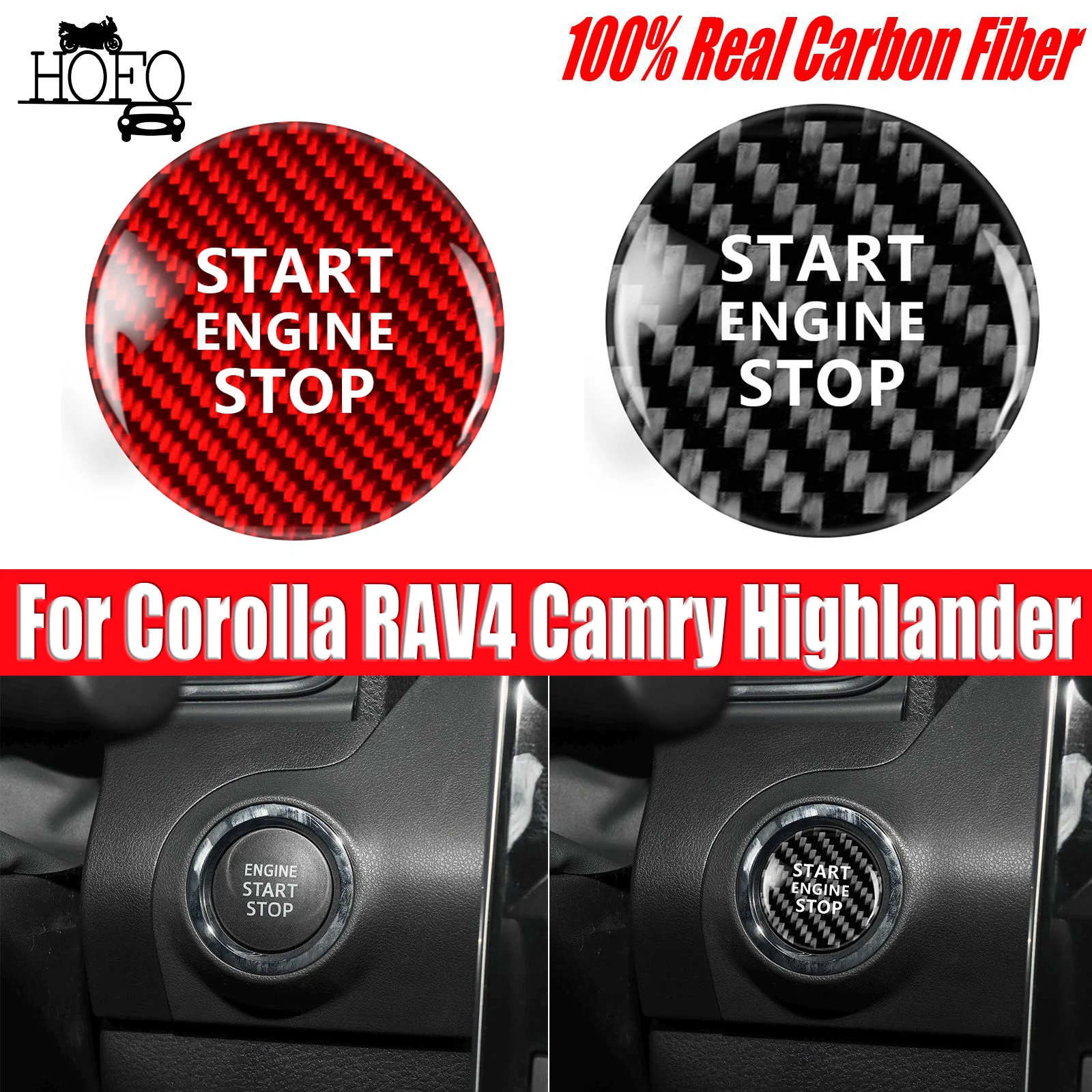 For Corolla RAV4 Camry Highlander C-HR Land Cruiser Carbon Fiber Engine Start Stop Button Cover
For Corolla RAV4 Camry Highlander C-HR Land Cruiser Carbon Fiber Engine Start Stop Button Cover