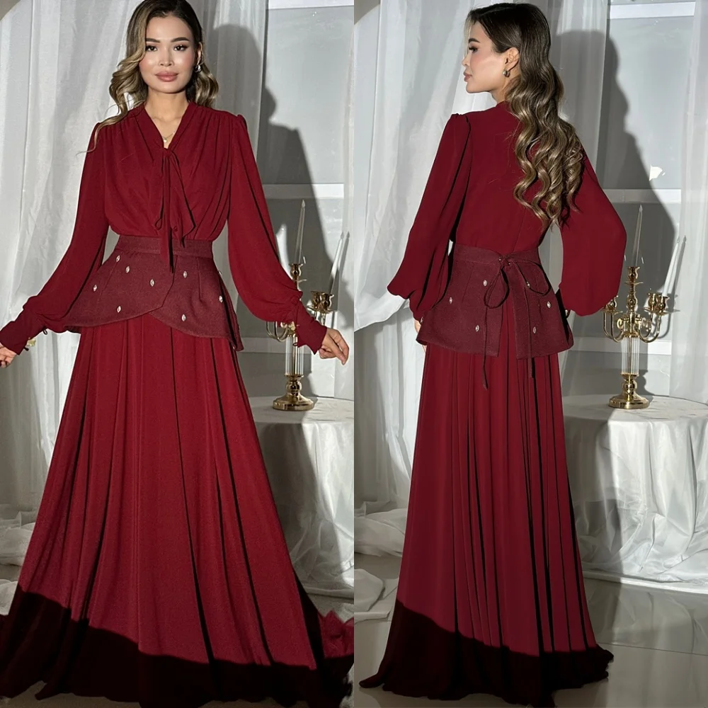 Customized Modern Burgundy Jersey Evening Dress Exquisite V-Neck Long Sleeves Lace Up Back Belt Sweep Train Homecoming Dress
Customized Modern Burgundy Jersey Evening Dress Exquisite V-Neck Long Sleeves Lace Up Back Belt Sweep Train Homecoming Dress