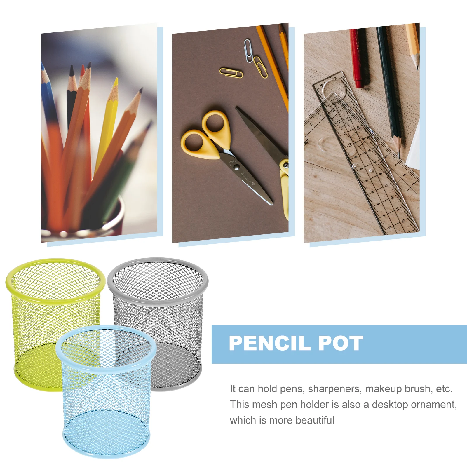 3 Pcs Desk Pen Holder Gift Pencil Pot for Organizer Practical Mesh Makeup Brush Cup Metal Holders
3 Pcs Desk Pen Holder Gift Pencil Pot for Organizer Practical Mesh Makeup Brush Cup Metal Holders