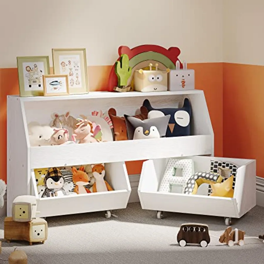 Toy Storage and Organizer for Large Toy Bin Bookcase with Two Moveable Drawers Toddler Storage Cabinet with Wheels for Playroom
Toy Storage and Organizer for Large Toy Bin Bookcase with Two Moveable Drawers Toddler Storage Cabinet with Wheels for Playroom