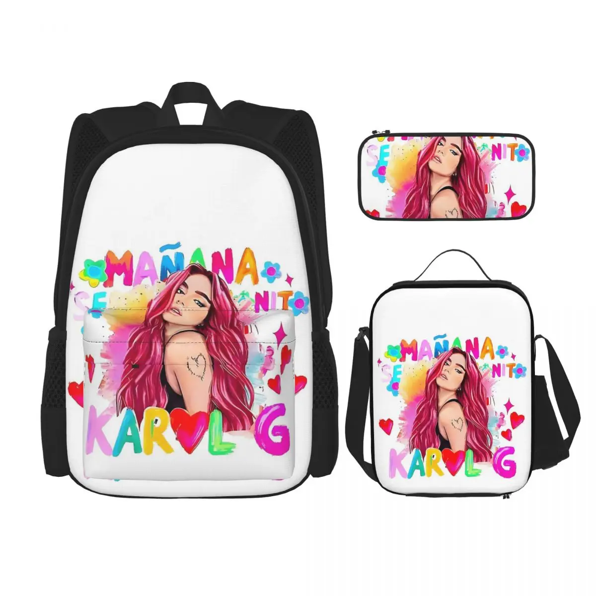 Karol G Manana Sera Bonito Backpacks Boys Girls Bookbag Students School Bags Kids Rucksack Lunch Bag Pen Bag Three-Piece Set
Karol G Manana Sera Bonito Backpacks Boys Girls Bookbag Students School Bags Kids Rucksack Lunch Bag Pen Bag Three-Piece Set