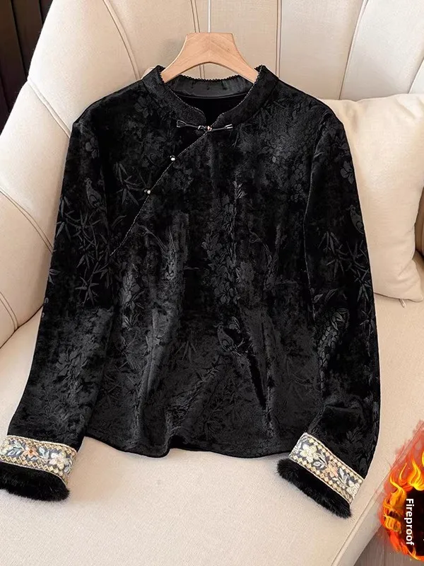New Chinese Style Velvet Long Sleeve Women's Shirt Thick Warm Base Layer Top plus Size Black Commute Fashion Winter 2026
New Chinese Style Velvet Long Sleeve Women's Shirt Thick Warm Base Layer Top plus Size Black Commute Fashion Winter 2026