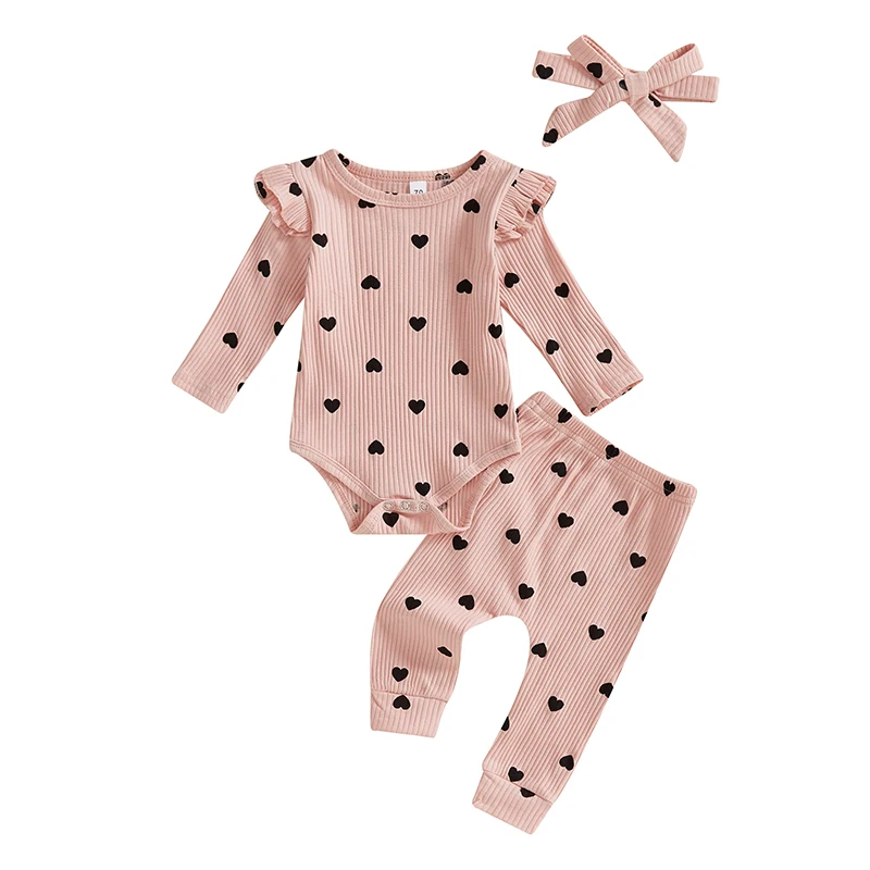New Born Baby s Ribbed Suit Girl Boy Heart Print Crew Neck Lace Long Sleeve Top Long Pants and Hairband 3-piece Suits
New Born Baby s Ribbed Suit Girl Boy Heart Print Crew Neck Lace Long Sleeve Top Long Pants and Hairband 3-piece Suits