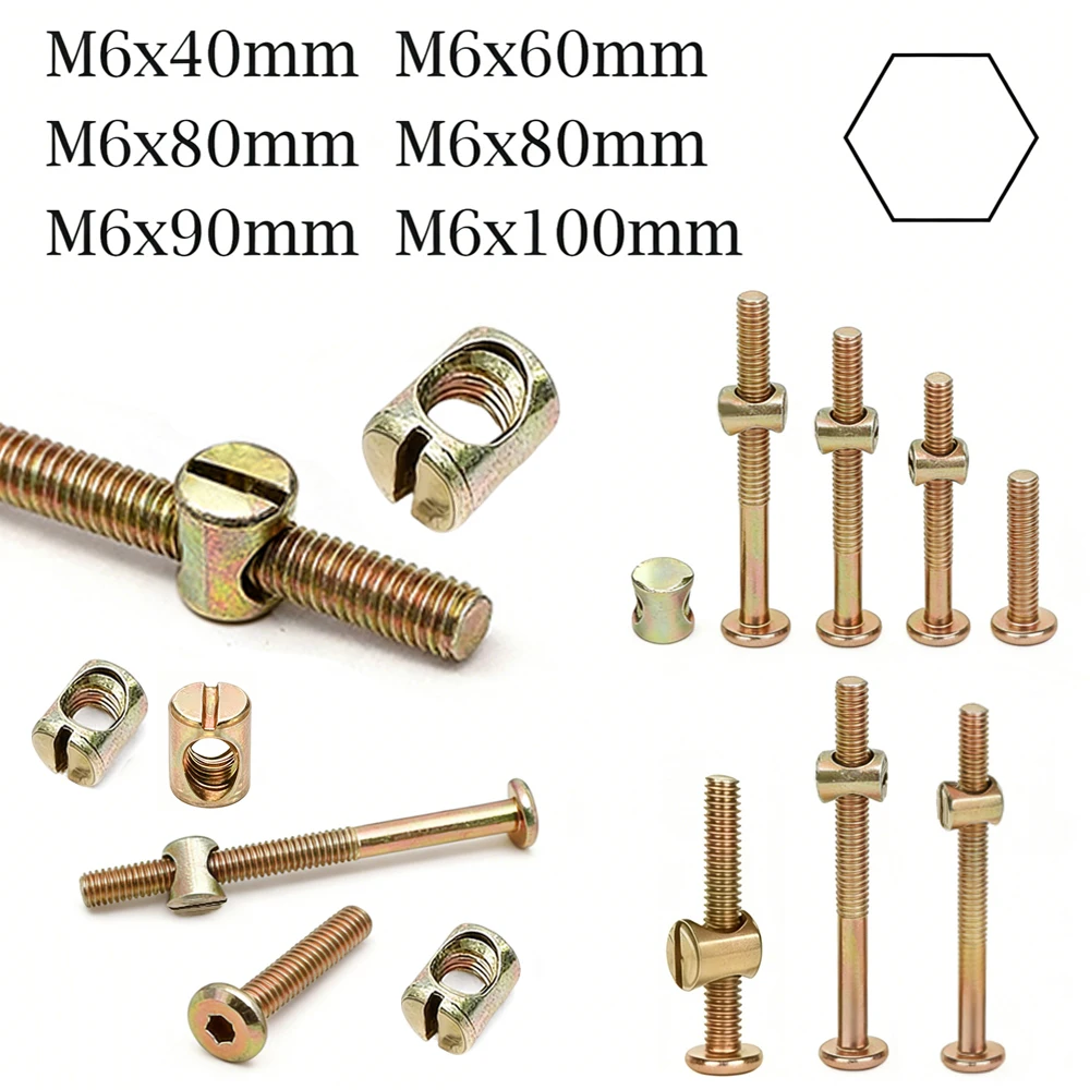 10pcs M6 X 40-100mm Hex Socket Head Cap Bolts with Barrel Nuts Zinc Plated Furniture Fastener Kit for Bed Cabinet Assembly
10pcs M6 X 40-100mm Hex Socket Head Cap Bolts with Barrel Nuts Zinc Plated Furniture Fastener Kit for Bed Cabinet Assembly
