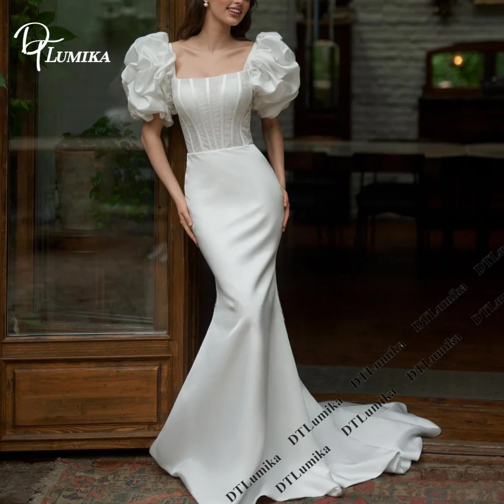 DTLumika Puff Sleeve Wedding Dress Sweetheart Corset Bodice Satin Mermaid Bridal Gown Sweep Train Customized Bride Dresses
DTLumika Puff Sleeve Wedding Dress Sweetheart Corset Bodice Satin Mermaid Bridal Gown Sweep Train Customized Bride Dresses