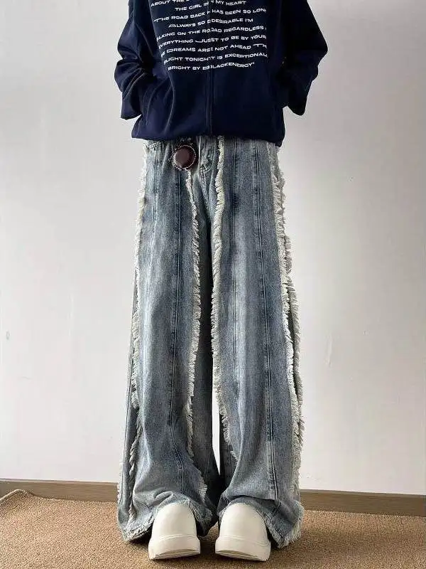 Retro American Denim Jeans High Waist Wide Leg Straight Long Pants Men Women Drag Floor Sensation Match All Casual Jeans
Retro American Denim Jeans High Waist Wide Leg Straight Long Pants Men Women Drag Floor Sensation Match All Casual Jeans