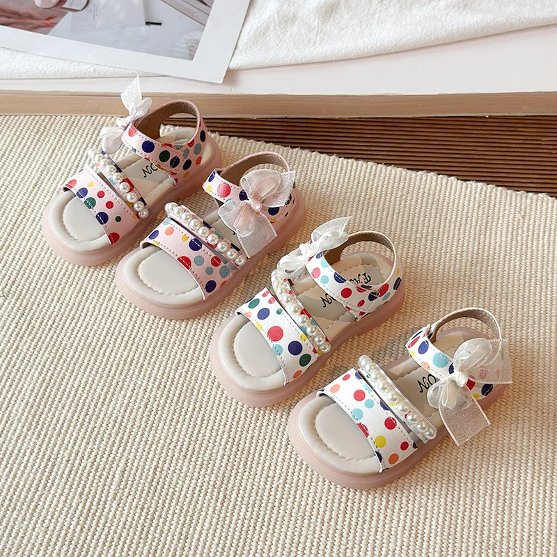 Girls Polka Dot Sandals with Bow Pearl Soft Non-Slip Kids Princess Beach Shoes Summer Casual Outdoor Walking Sandals Children
Girls Polka Dot Sandals with Bow Pearl Soft Non-Slip Kids Princess Beach Shoes Summer Casual Outdoor Walking Sandals Children
