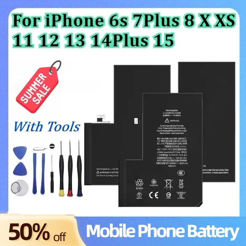 Zero-cycle High Quality Phone Battery For iPhone 6s 7Plus 8 X XS 11 12 13 14Plus 15 Mobile Phone Batteries With Tools
Zero-cycle High Quality Phone Battery For iPhone 6s 7Plus 8 X XS 11 12 13 14Plus 15 Mobile Phone Batteries With Tools