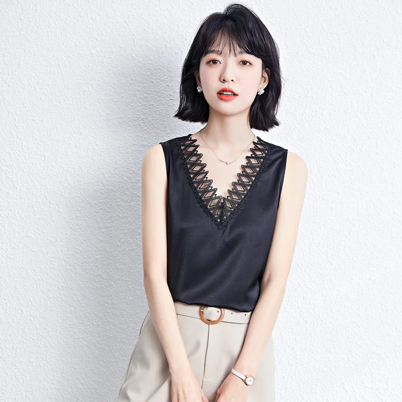Faionable Lace Satin Vest Svel Overhead Suit Top Women's Summer New Sle Small irt Pure Color Commute Sle
Faionable Lace Satin Vest Svel Overhead Suit Top Women's Summer New Sle Small irt Pure Color Commute Sle
