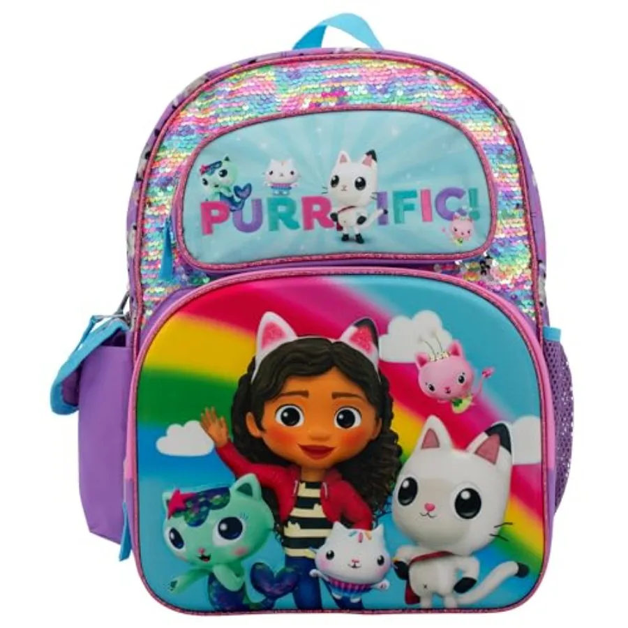 Gabby's Dollhouse Backpack for Girls, 16 Inch School Bag with Flip Sequins and 3D Molded Front Pocket, Purple
Gabby's Dollhouse Backpack for Girls, 16 Inch School Bag with Flip Sequins and 3D Molded Front Pocket, Purple