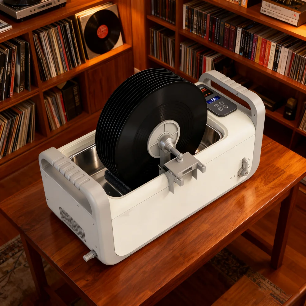 High-End Ultrasonic Vinyl Record Cleaner Improves Playback of Collector LPs Flat Panel, Dual Transducers
High-End Ultrasonic Vinyl Record Cleaner Improves Playback of Collector LPs Flat Panel, Dual Transducers
