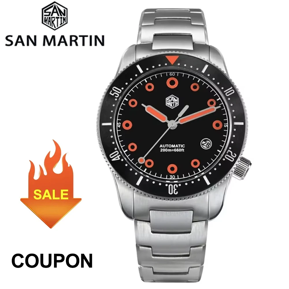 San Martin SN0142 39.5mm Men Diver Watch YN55 Automatic Mechanical Watches Sapphire 4H Date Waterproof 200M Luminous Wristwatch
San Martin SN0142 39.5mm Men Diver Watch YN55 Automatic Mechanical Watches Sapphire 4H Date Waterproof 200M Luminous Wristwatch