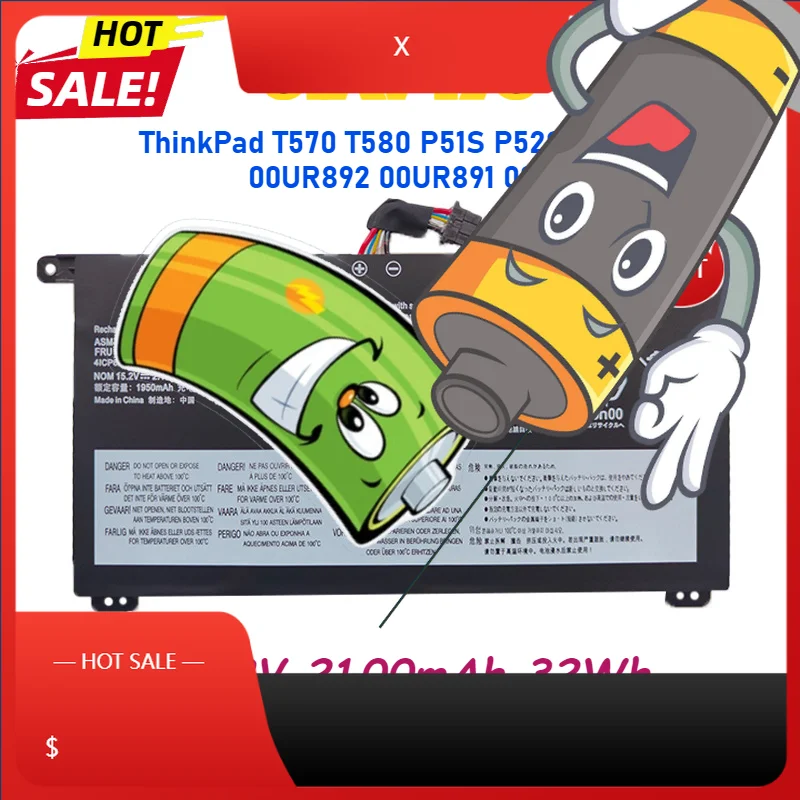 2100mAh 01AV493 Laptop Battery For Lenovo ThinkPad T570 T580 P51S P52S SB10L84121 00UR892 00UR891 00UR890 Compatible Batteries
2100mAh 01AV493 Laptop Battery For Lenovo ThinkPad T570 T580 P51S P52S SB10L84121 00UR892 00UR891 00UR890 Compatible Batteries
