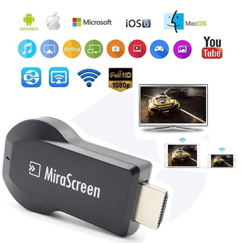 MiraScreen TV Stick For Apple Android TV Projector Any cast 1080P FHD Dongle Wireless WiFi Receiver DLNA AirPlay Wireless Screen
MiraScreen TV Stick For Apple Android TV Projector Any cast 1080P FHD Dongle Wireless WiFi Receiver DLNA AirPlay Wireless Screen