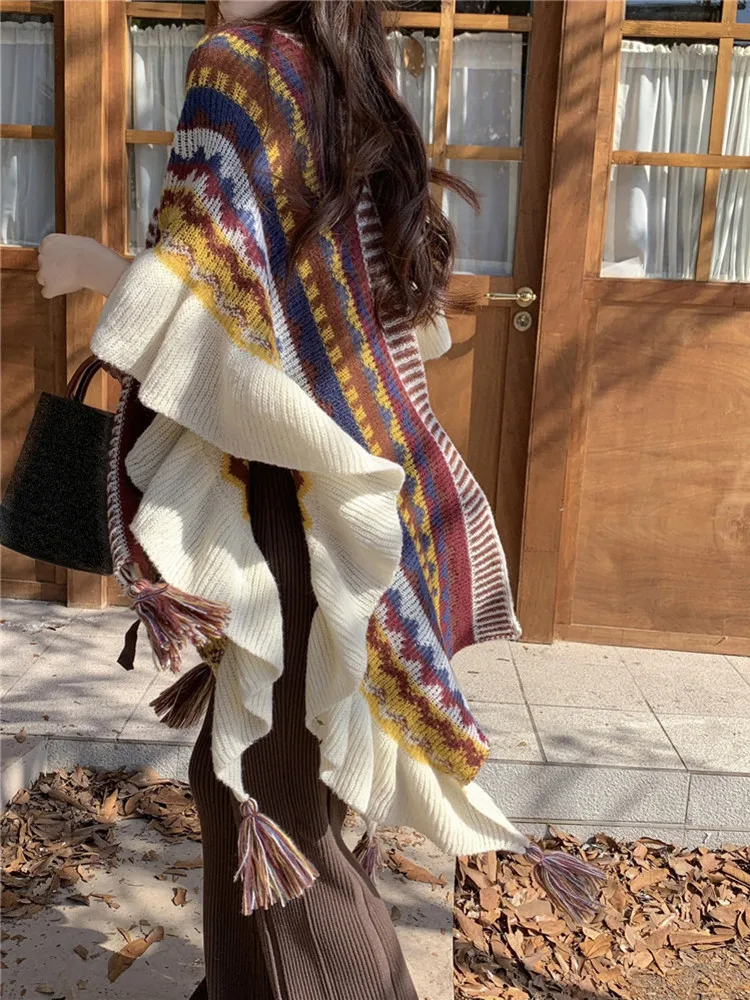 Bohemian Cape Shawl Coat Women's Winter Knitting Tassel High Waist Wide Leg Pants Sweater Tank Tops Straight Pants
Bohemian Cape Shawl Coat Women's Winter Knitting Tassel High Waist Wide Leg Pants Sweater Tank Tops Straight Pants