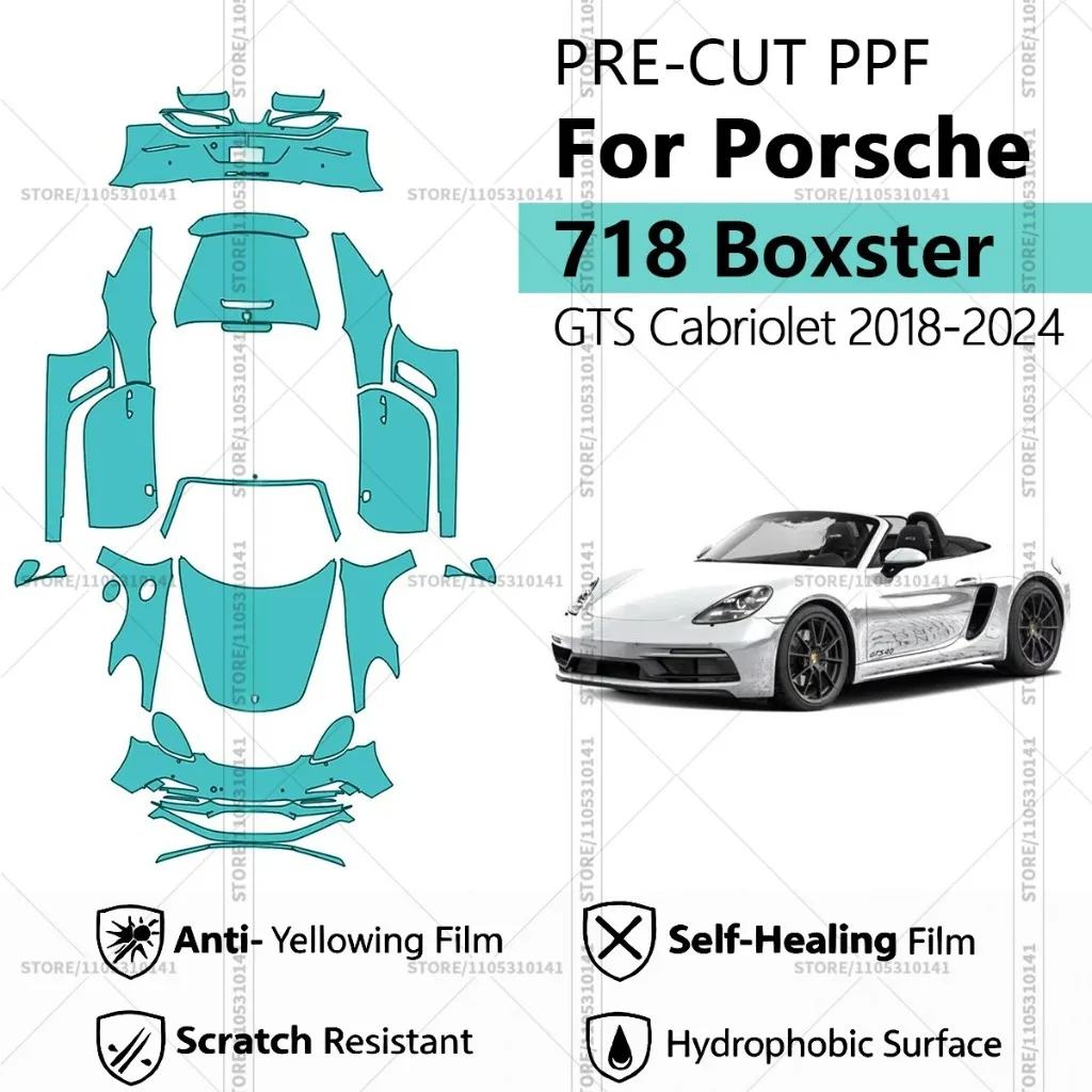 Предварительно нарезанная прозрачная защитная пленка PPF для автомобилей, для Porsche 718 Boxster GTS Cabriolet 2018-2024
Предварительно нарезанная прозрачная защитная пленка PPF для автомобилей, для Porsche 718 Boxster GTS Cabriolet 2018-2024