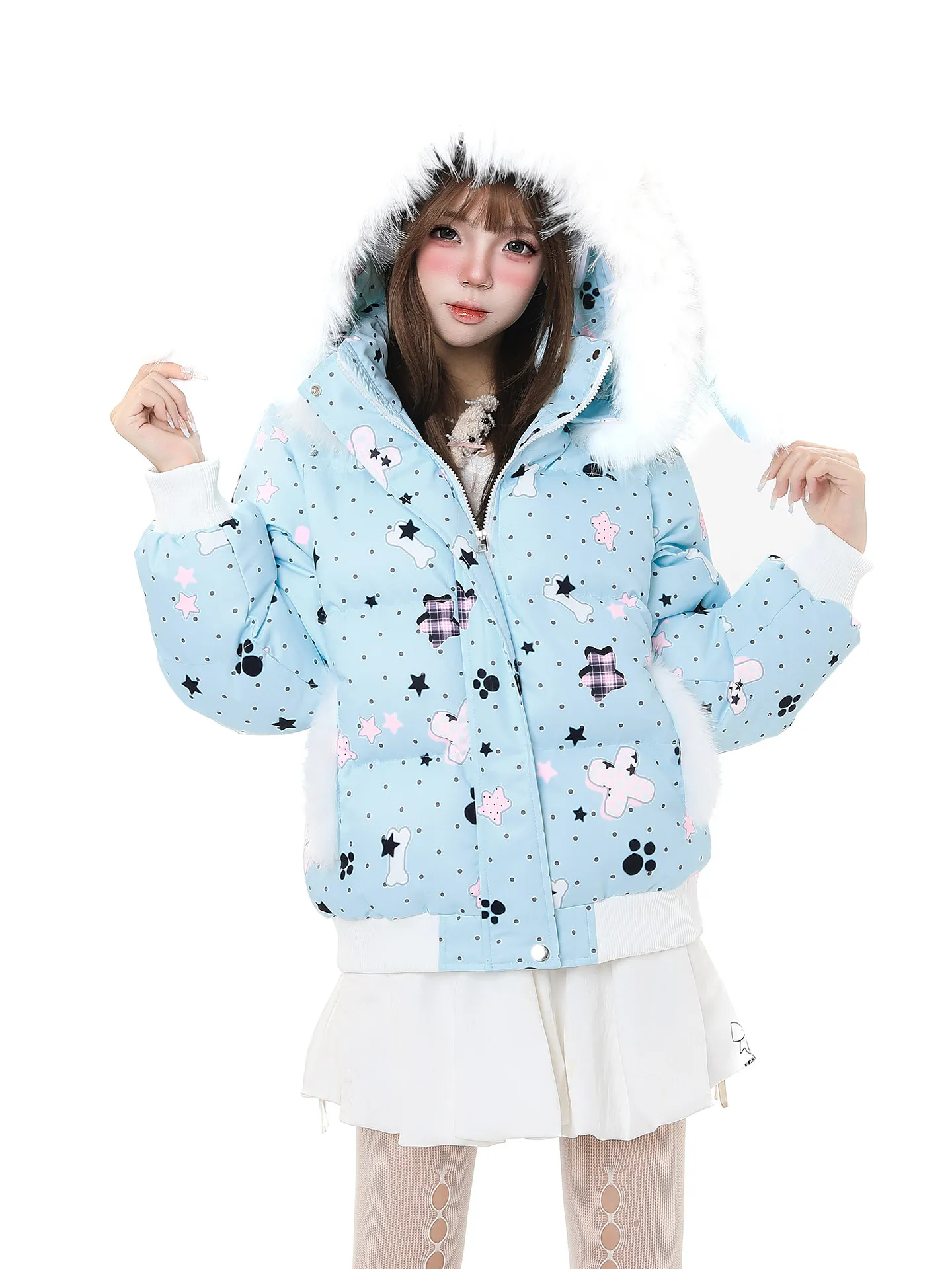 Sweet Cartoon Print Rabbit Ear Hooded Cotton Jaet Women's ort Sle Warm Coat Loose Fit Winter New Arrival
Sweet Cartoon Print Rabbit Ear Hooded Cotton Jaet Women's ort Sle Warm Coat Loose Fit Winter New Arrival