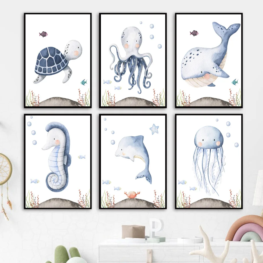 Marine Life Whale Dolphin Octopus Turtle Nursery Nordic Poster Wall Art Print Canvas Painting Girl Pictures Baby Kids Room Decor
Marine Life Whale Dolphin Octopus Turtle Nursery Nordic Poster Wall Art Print Canvas Painting Girl Pictures Baby Kids Room Decor