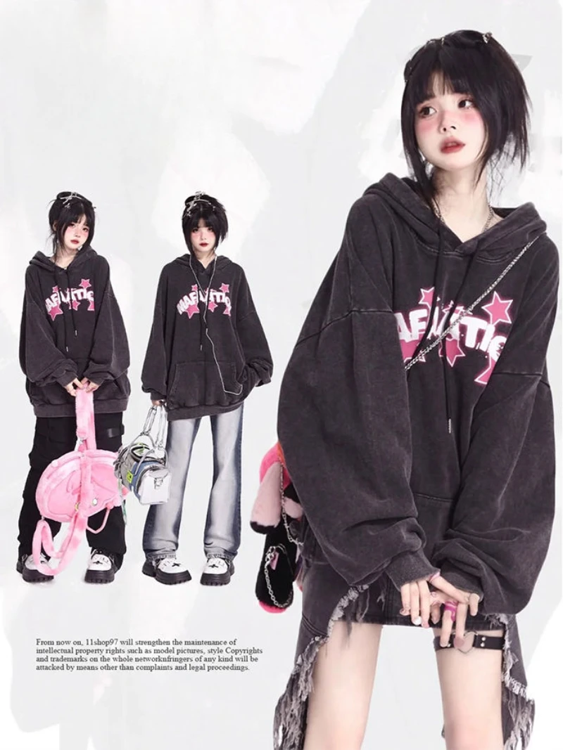 Spring Autumn Loose Hoodie Women Y2k Aesthetic Sweatshirt Harajuku Gothic Star Print Vintage Hoody Streetwear Pullover Clothes
Spring Autumn Loose Hoodie Women Y2k Aesthetic Sweatshirt Harajuku Gothic Star Print Vintage Hoody Streetwear Pullover Clothes