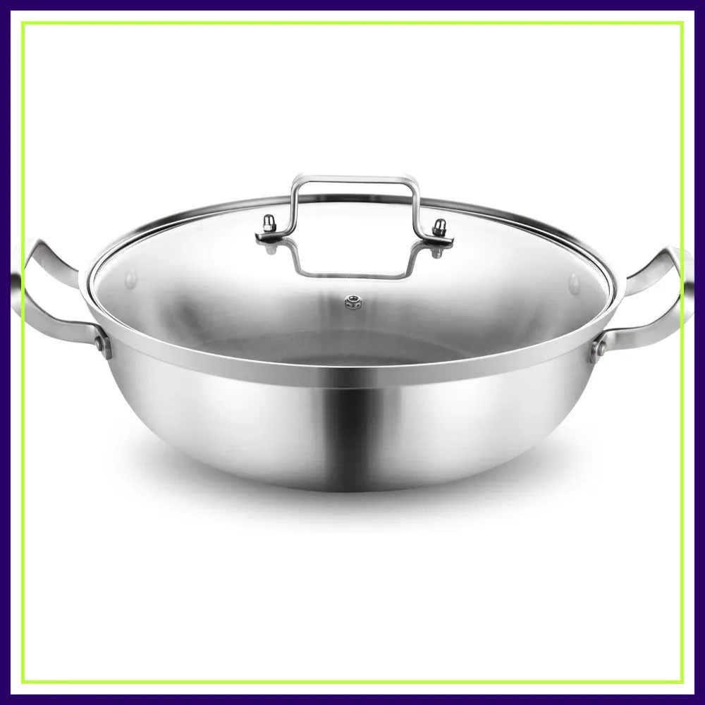 Tri-Ply Stainless Steel Hot Pot, 14 Inch Everyday Pan with Lid, Durable Deep Saute Pan, 7QT Induction Cooking Pot, Woks & Stir-Fry Pans Oven Safe
Tri-Ply Stainless Steel Hot Pot, 14 Inch Everyday Pan with Lid, Durable Deep Saute Pan, 7QT Induction Cooking Pot, Woks & Stir-Fry Pans Oven Safe