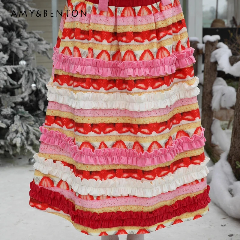 Осень-зима, розово-красная вельветовая женская длинная юбка с фруктовым принтом, оригинальный дизайн, милые милые кружевные универсальные юбки, женские
Осень-зима, розово-красная вельветовая женская длинная юбка с фруктовым принтом, оригинальный дизайн, милые милые кружевные универсальные юбки, женские