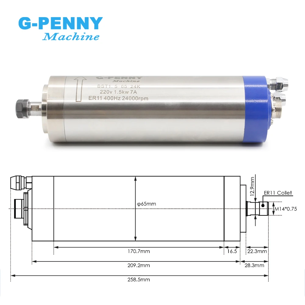 1.5KW ER11 D65 220V/380V Water Cooled Spindle Motor Inverter Kit 65mm Bracket 75W Water Pump Bearing 24000rpm 3 Phase
1.5KW ER11 D65 220V/380V Water Cooled Spindle Motor Inverter Kit 65mm Bracket 75W Water Pump Bearing 24000rpm 3 Phase