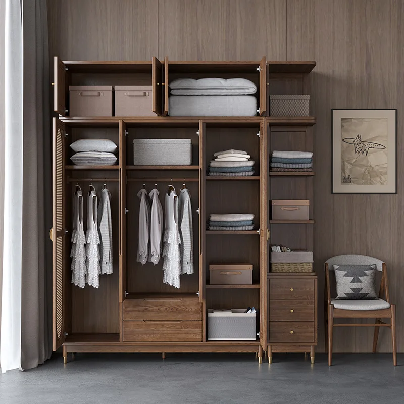 Customizable Nordic led luxury solid wood four-door Japanese simple with large wardrobe combination
Customizable Nordic led luxury solid wood four-door Japanese simple with large wardrobe combination