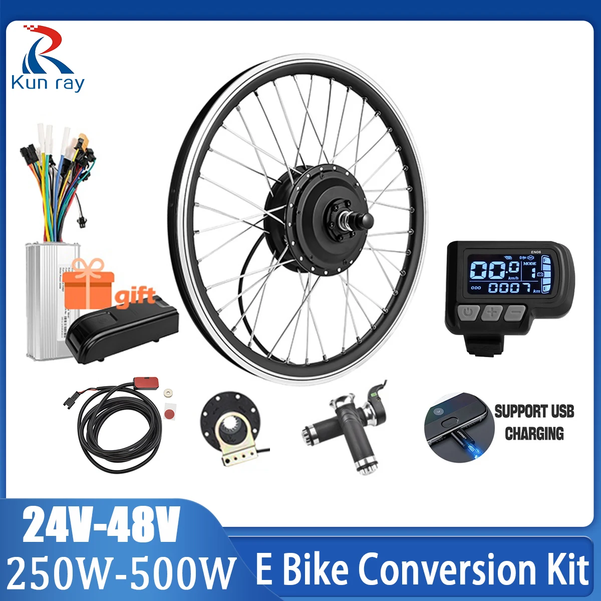 500W E Bike Kit Conversion with E Brake Sensor 350W 250W Rear Front Wheel Motor with EN06 Display kit de bicicleta eléctrica
500W E Bike Kit Conversion with E Brake Sensor 350W 250W Rear Front Wheel Motor with EN06 Display kit de bicicleta eléctrica