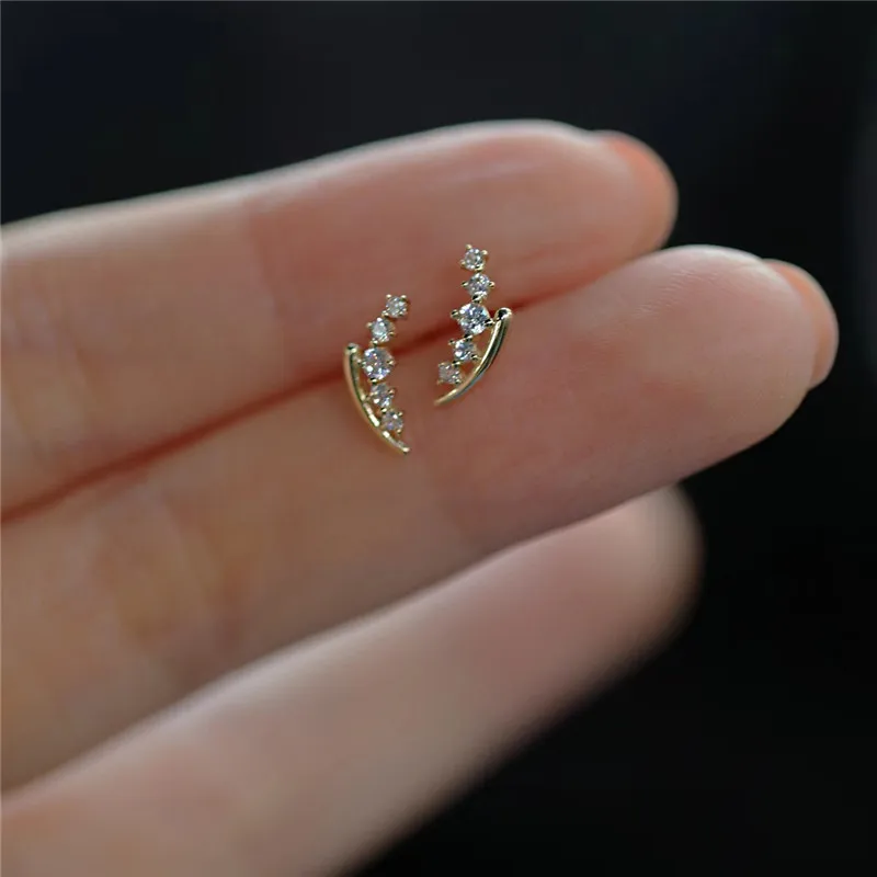 S925 Sterling Silver Electroplated 14k Shiny Curved Zircon Stud Earrings For Women Temperament Charm Party Gifts Jewelry
S925 Sterling Silver Electroplated 14k Shiny Curved Zircon Stud Earrings For Women Temperament Charm Party Gifts Jewelry
