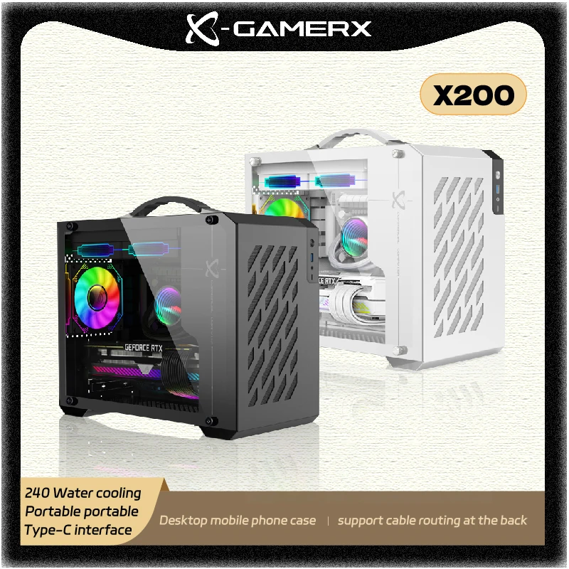 Power Train X-GAMERX X200 PC case M-ATX ITX Supports 240 Water Cooling Type-C Desktop Portable Computer Case gabinetes gamer
Power Train X-GAMERX X200 PC case M-ATX ITX Supports 240 Water Cooling Type-C Desktop Portable Computer Case gabinetes gamer