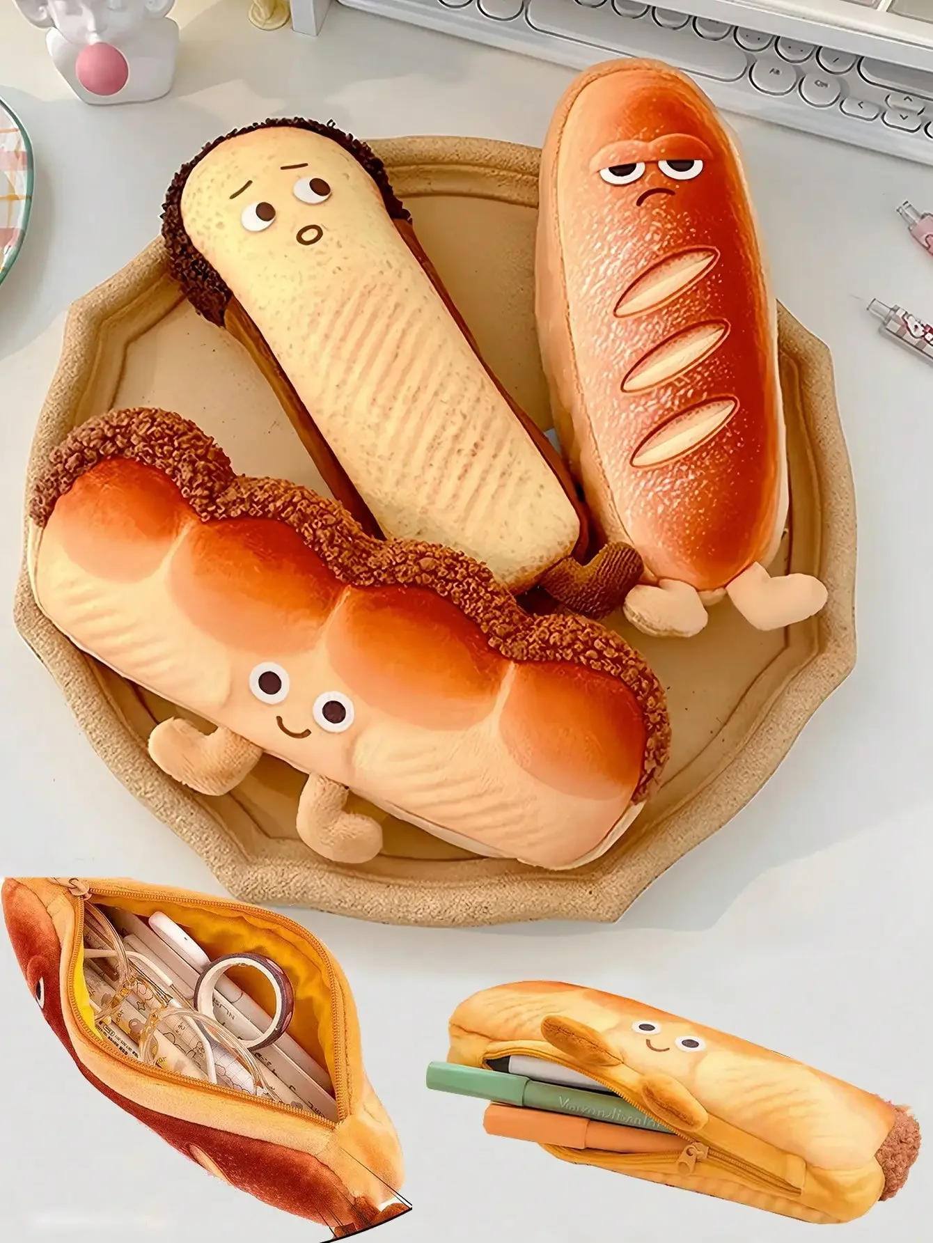 1pc Irresistible Bread Shaped Pencil Case, 3 Shapes Available, Cute Cartoon Toast Emoticon Design, Creative Student Stationery,
1pc Irresistible Bread Shaped Pencil Case, 3 Shapes Available, Cute Cartoon Toast Emoticon Design, Creative Student Stationery,