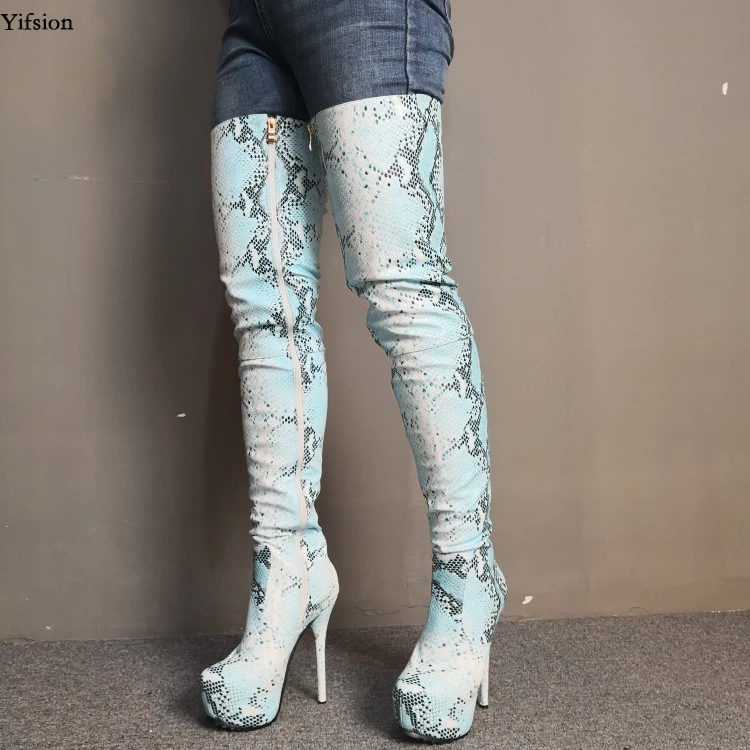 Olomm New Women Platform Thigh High Boots Sexy Stiletto High Heels Boots Pointed Toe Light Blue Shoes Women Plus US Size 5-15
Olomm New Women Platform Thigh High Boots Sexy Stiletto High Heels Boots Pointed Toe Light Blue Shoes Women Plus US Size 5-15