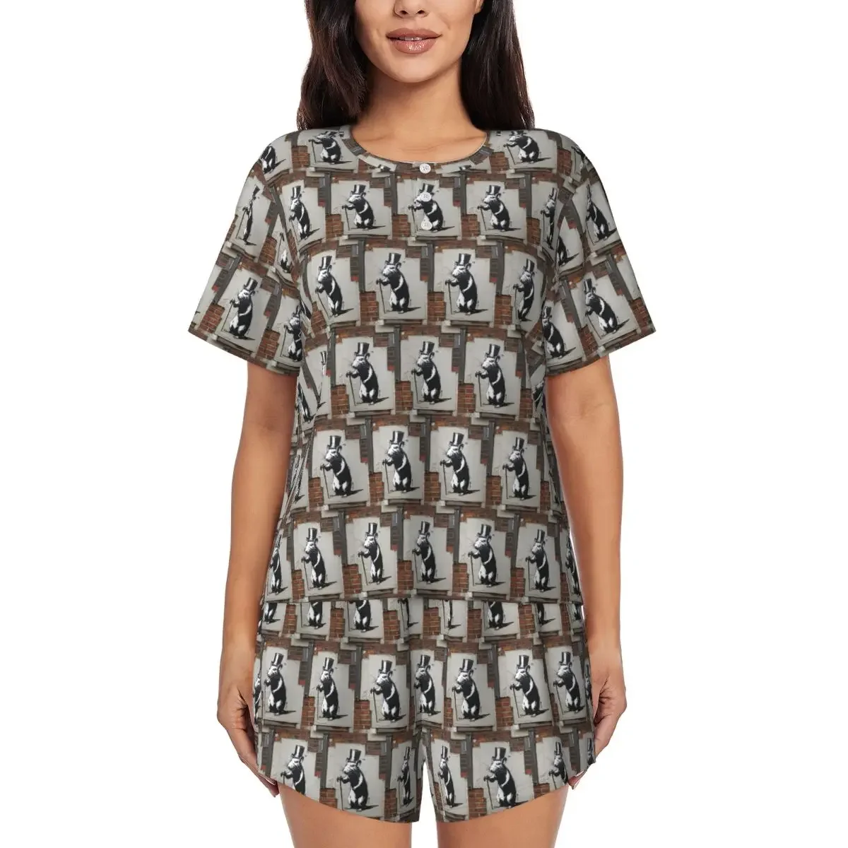 Banksy Rat Street Art Round Neck Short Sleeve Nightgowns for Sleeping Sleepshirts Women Loose Pajama Set Short Pants
Banksy Rat Street Art Round Neck Short Sleeve Nightgowns for Sleeping Sleepshirts Women Loose Pajama Set Short Pants