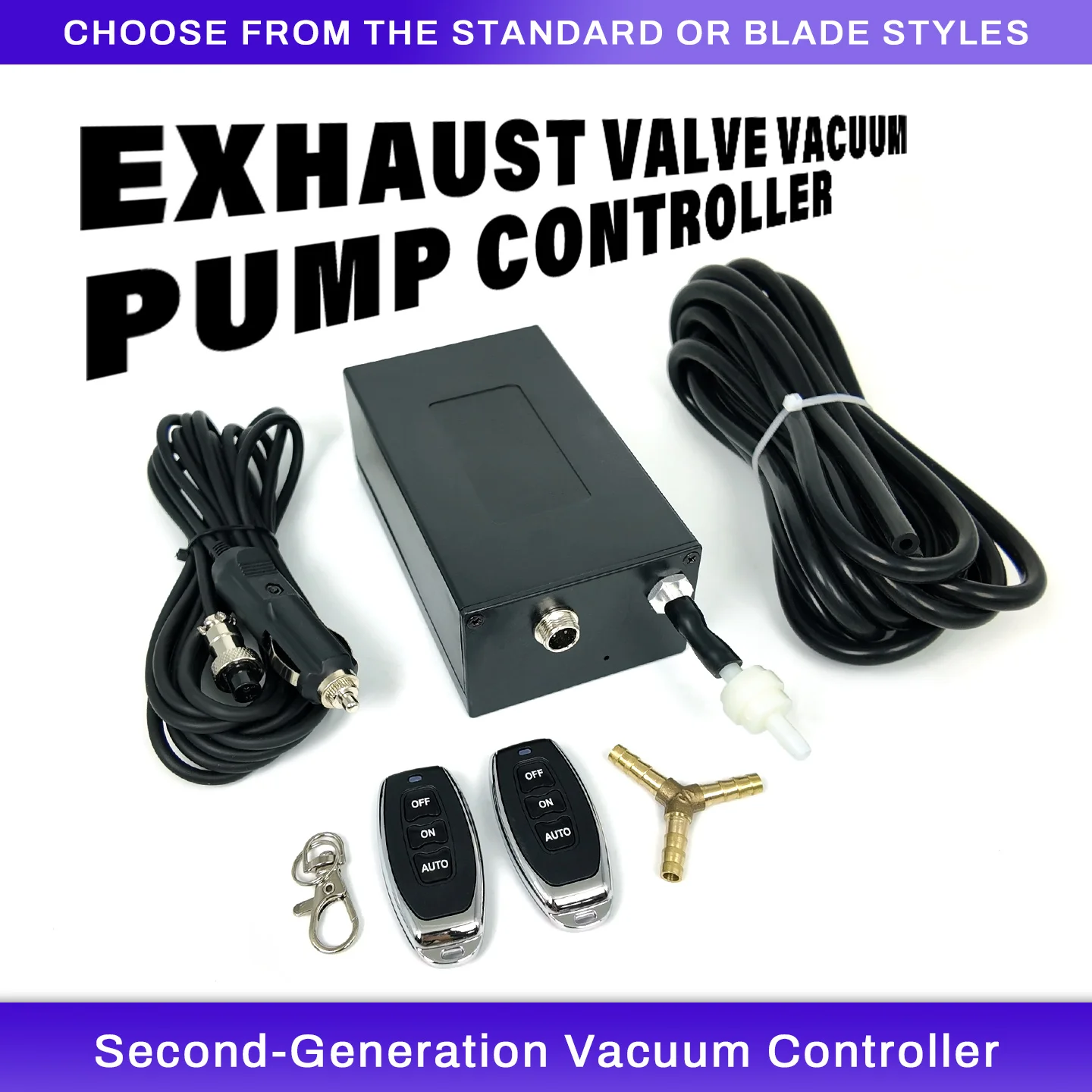 Car exhaust pipe modification - vacuum valve remote control style controller - comes with built-in vacuum pump control box
Car exhaust pipe modification - vacuum valve remote control style controller - comes with built-in vacuum pump control box
