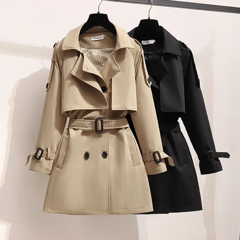 British Style Trench Coa For Women 2025 Fashion High Quality Autumn Winter Elgant Slim Black Windbreak Outerwears With Belt
British Style Trench Coa For Women 2025 Fashion High Quality Autumn Winter Elgant Slim Black Windbreak Outerwears With Belt