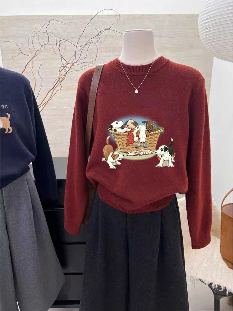 Festive Wine Red Knitted Sweater Women's round Ne Long Sve Versatile Warm Top Faionable Anti-Aging for Young Women
Festive Wine Red Knitted Sweater Women's round Ne Long Sve Versatile Warm Top Faionable Anti-Aging for Young Women