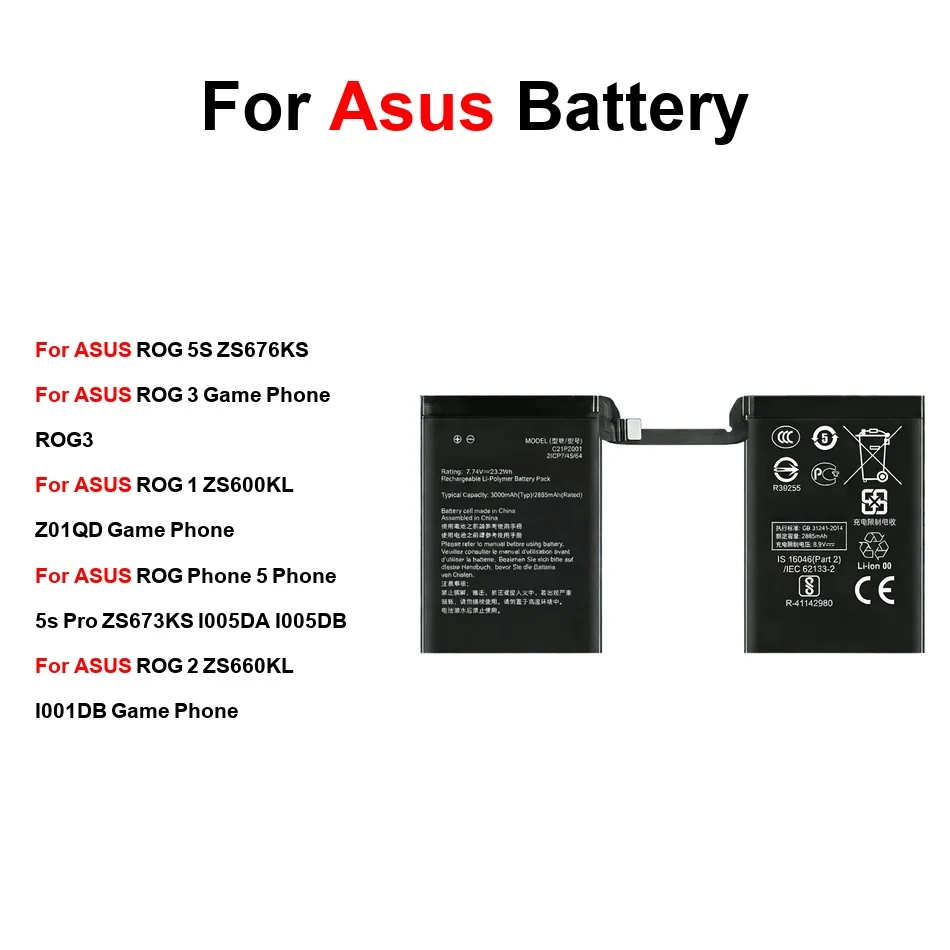 Mobile Phone Battery Long Lasting C11P1903 C11P1801 C21P2002 3000-6000mAh For Asus Rog 1 2 3 5S Game Phone ROG3 5 5S Pro
Mobile Phone Battery Long Lasting C11P1903 C11P1801 C21P2002 3000-6000mAh For Asus Rog 1 2 3 5S Game Phone ROG3 5 5S Pro