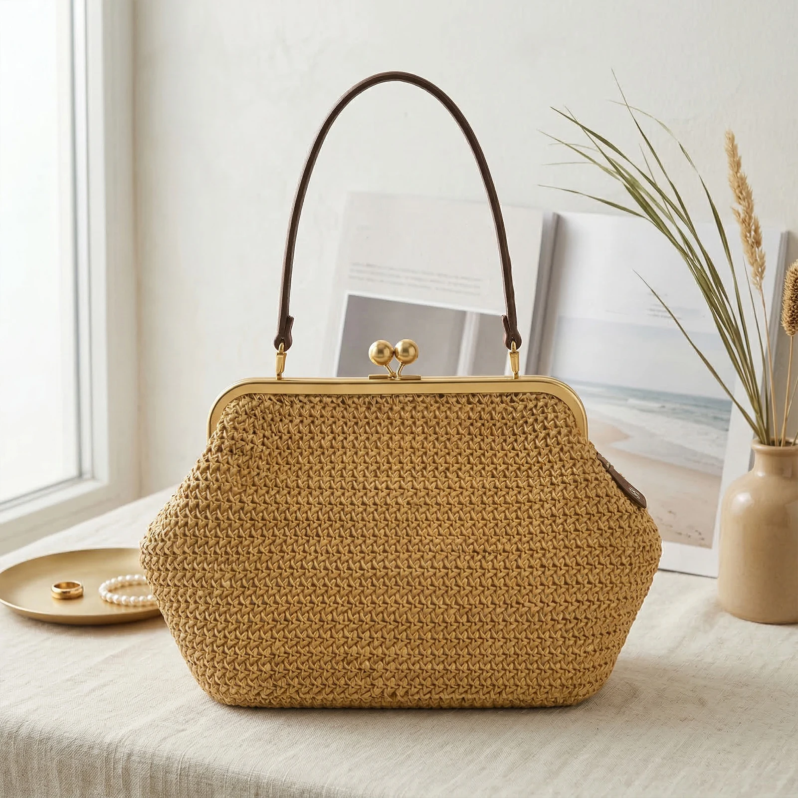 Crochet Straw Bag Woven Handbag Purses for Women Summer Vacation Boho Bag Beach Tote Purse Woven Straw Clutch Top Handle Bags
Crochet Straw Bag Woven Handbag Purses for Women Summer Vacation Boho Bag Beach Tote Purse Woven Straw Clutch Top Handle Bags