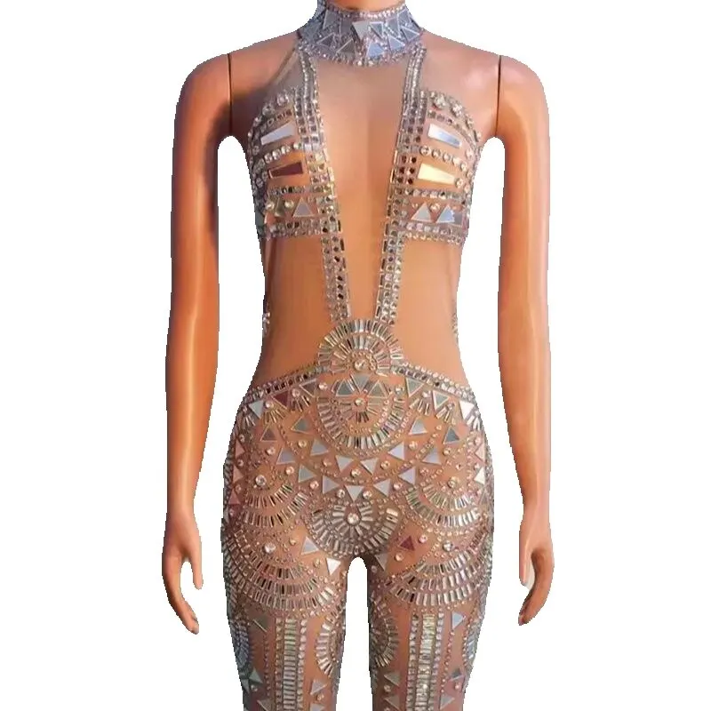 New Style Silver Mirrors RhinestonesTransparent Jumpsuit Birthday Celebrate Dance Backless Costume Prom Party Sexybaiku A067
New Style Silver Mirrors RhinestonesTransparent Jumpsuit Birthday Celebrate Dance Backless Costume Prom Party Sexybaiku A067
