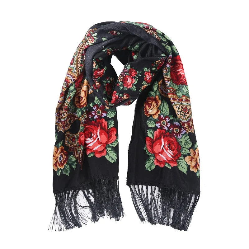 190x65cm Ethnic Women Scarf Long Floral Print Ukrainian Embroidery Hijab Head Wrap Winter Warm Shawl Fringe bandana
190x65cm Ethnic Women Scarf Long Floral Print Ukrainian Embroidery Hijab Head Wrap Winter Warm Shawl Fringe bandana