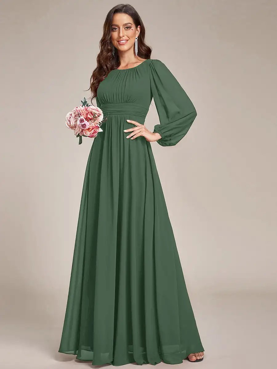 Elegant Evening Dresses Round Neck Long Lantern Sleeves 2025 Ever Pretty of Chiffon A-line EUcalyptus Bridesmaid Dresses
Elegant Evening Dresses Round Neck Long Lantern Sleeves 2025 Ever Pretty of Chiffon A-line EUcalyptus Bridesmaid Dresses