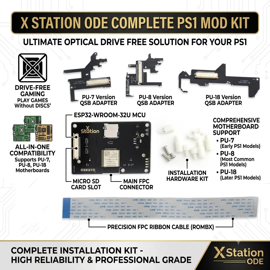 Clearance Sale | PS1 XStation ODE Optical Disc Emulator Full Kit with PU7 PU8 PU18 QSB Boards, Play Station 1 Drive-Free Modding
Clearance Sale | PS1 XStation ODE Optical Disc Emulator Full Kit with PU7 PU8 PU18 QSB Boards, Play Station 1 Drive-Free Modding